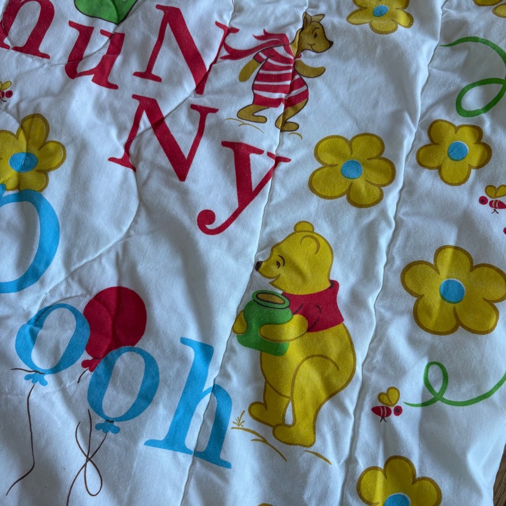 Vintage Sears Winnie the Pooh Baby Toddler Quilt Comforter 40"x49" Pooh Hunny - Picture 8 of 9
